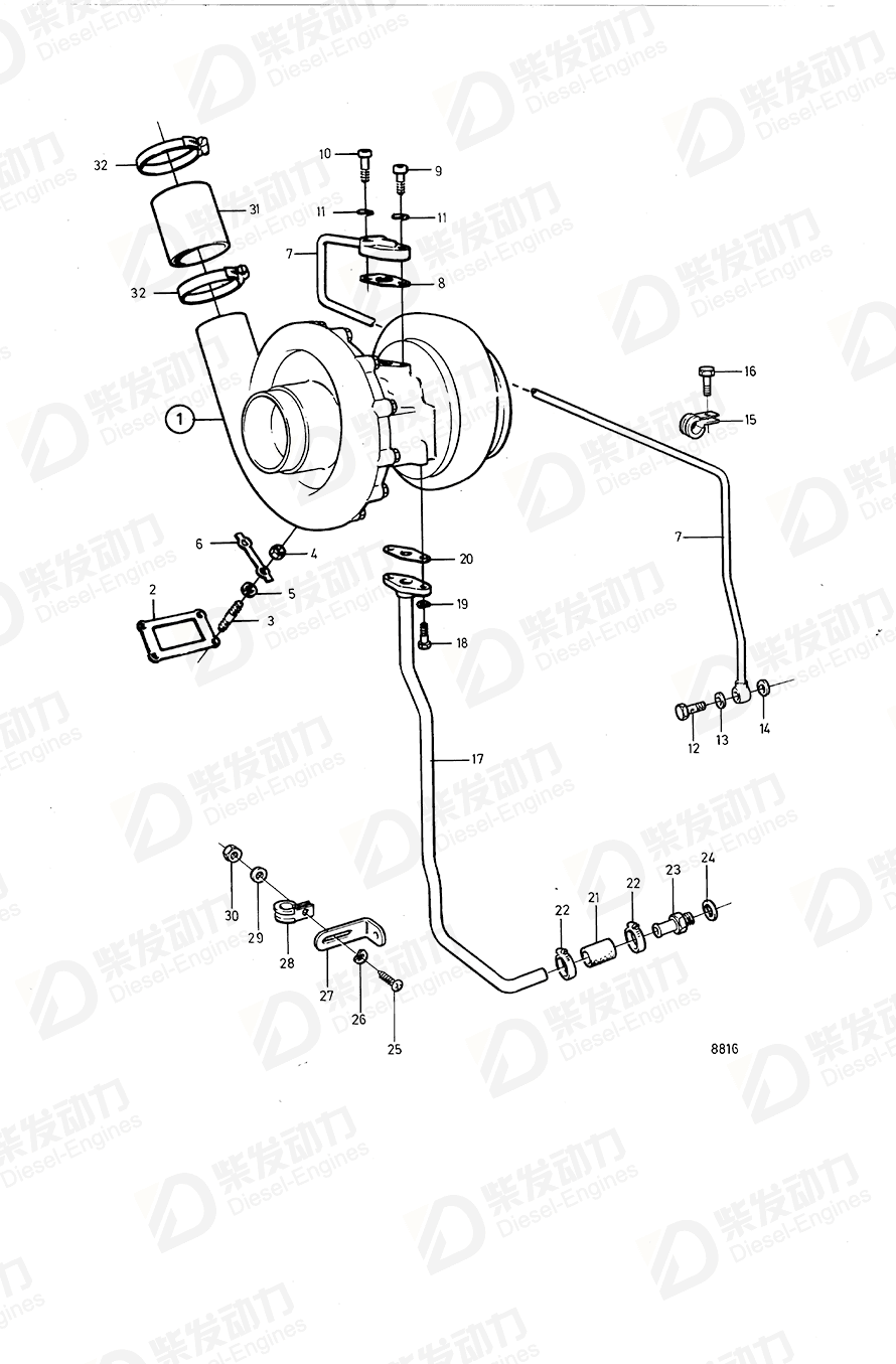 VOLVO Oil return pipe 849652 Drawing